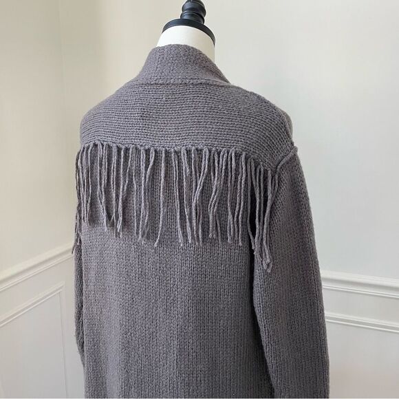 NWT Velvet by Graham and Spencer Mocha Fringe Long Cardigan M - Picture 3 of 6
